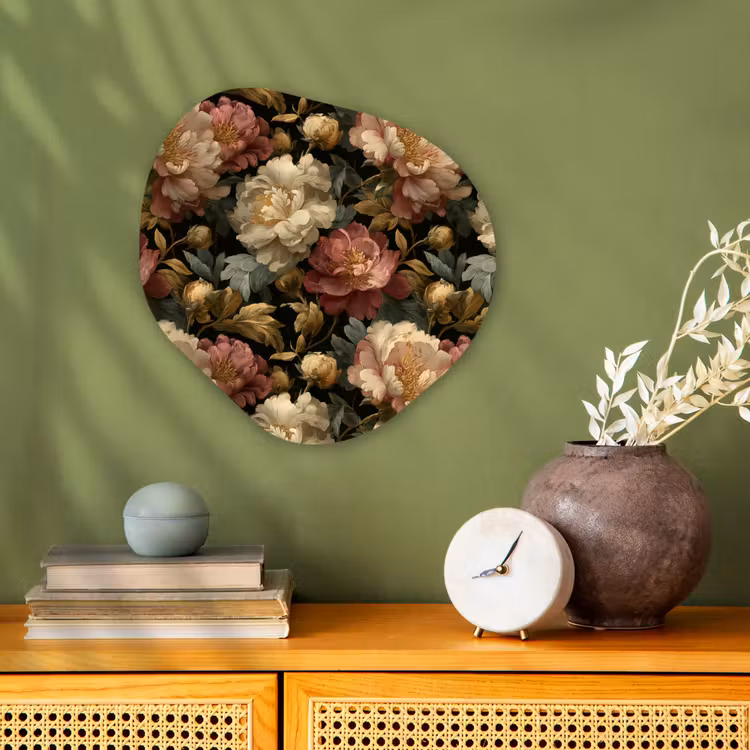 Organisch schilderij - Forex - Bloemen - Barok - Patroon - Roze - Crème — 2