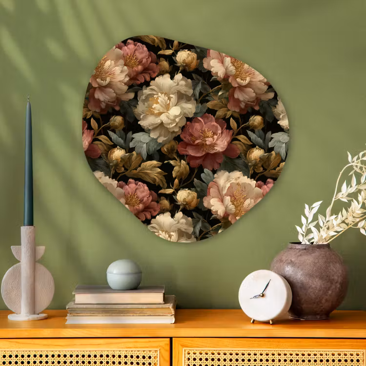 Organische schilderij - Aluminium - Bloemen - Barok - Patroon - Roze - Crème — 2