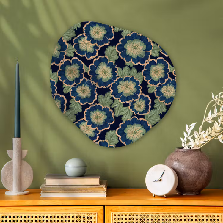 Organische schilderij - Aluminium - Bloemen - Borduurwerk - Patroon - Blauw - Groen — 2