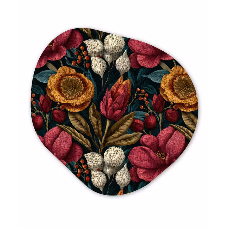 Organische schilderij - Aluminium - Bloemen - Patroon - Rood - Goud — 1