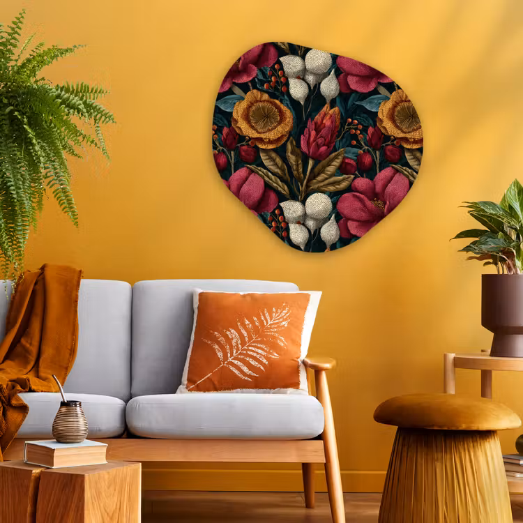 Organische schilderij - Aluminium - Bloemen - Patroon - Rood - Goud — 3