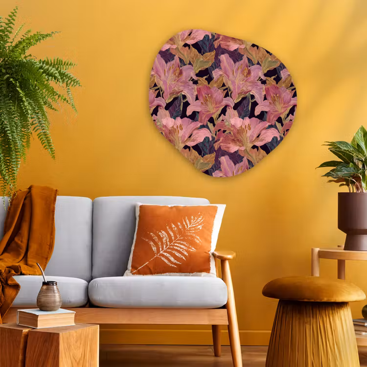Organische schilderij - Aluminium - Lelies - Patroon - Roze - Goud — 3