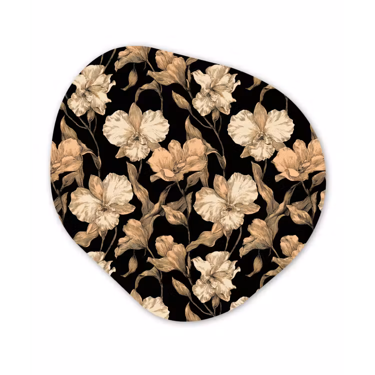 Organische schilderij - Aluminium - Orchideeën - Lijntekening - Patroon - Beige - Zwart — 1