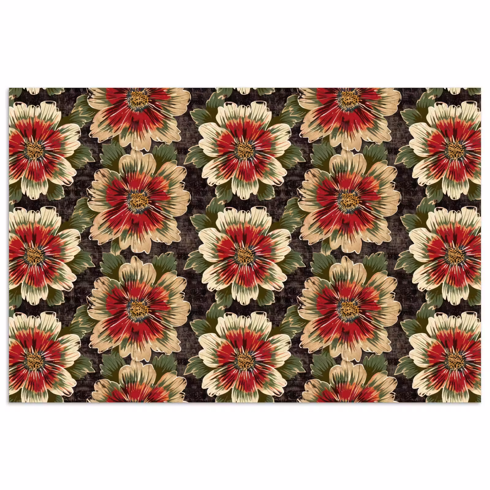 Poster - Bloemen - Klassiek - Patroon - Rood — 1