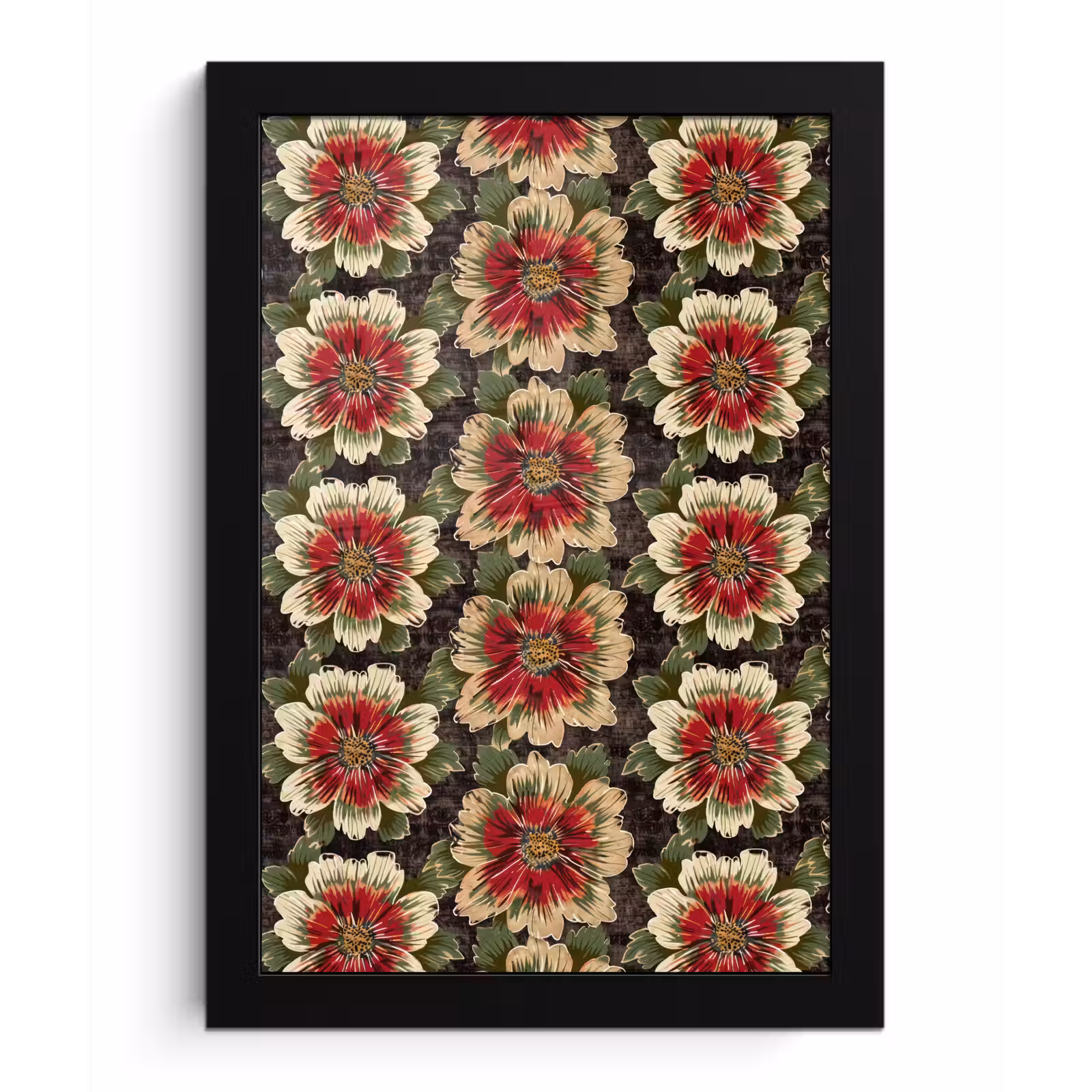 Poster met lijst - Bloemen - Klassiek - Patroon - Rood — 1