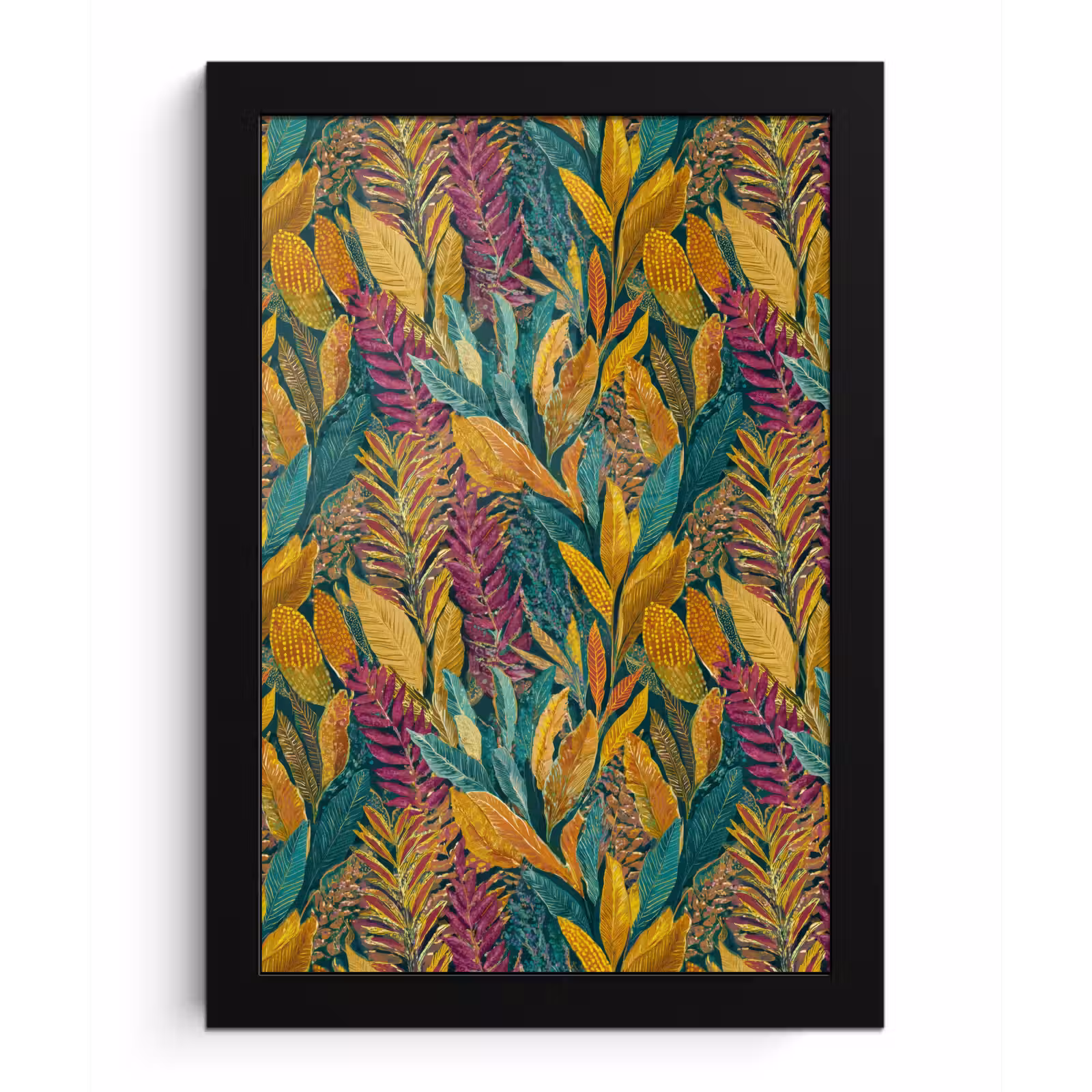Poster met lijst - Tropische - Botanisch - Patroon - Kleurrijk - Exotisch — 1
