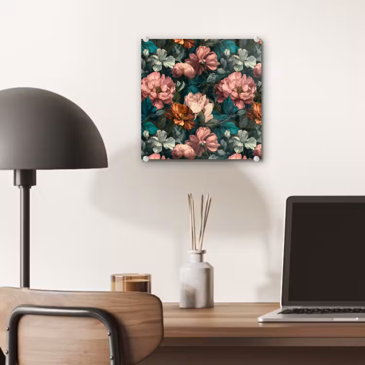 Glas schilderij - Bloemen - Schilderachtig - Patroon - Roze — 7