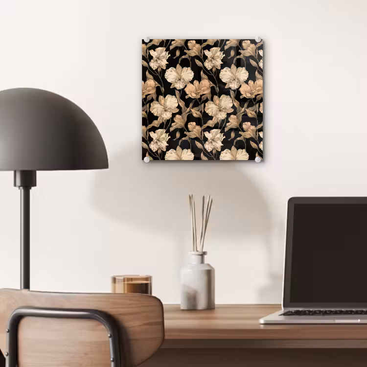 Glas schilderij - Orchideeën - Lijntekening - Patroon - Beige - Zwart — 7