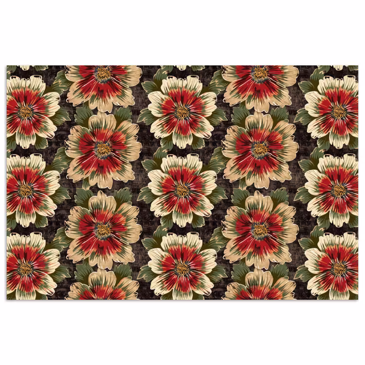Poster - Bloemen - Klassiek - Patroon - Rood — 1