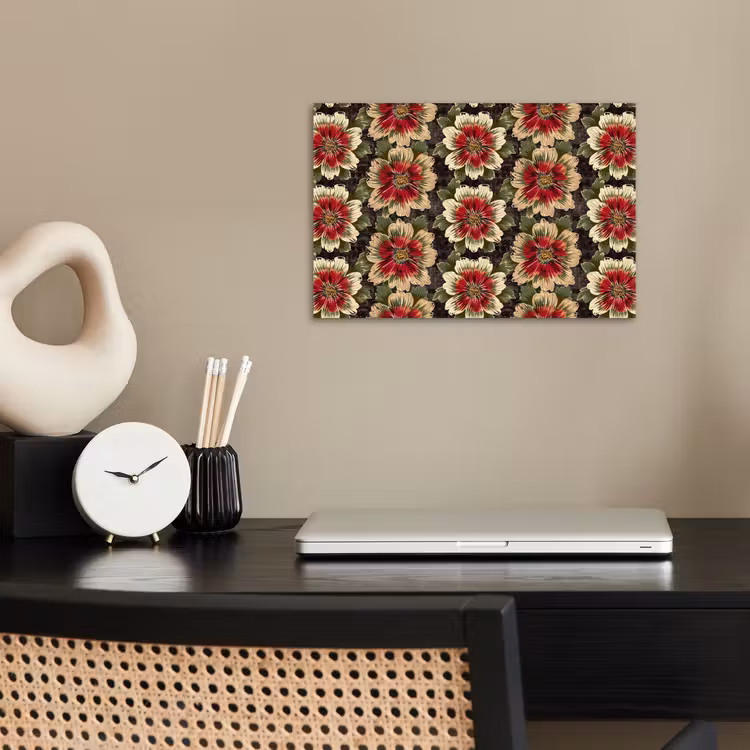 Poster - Bloemen - Klassiek - Patroon - Rood — 2
