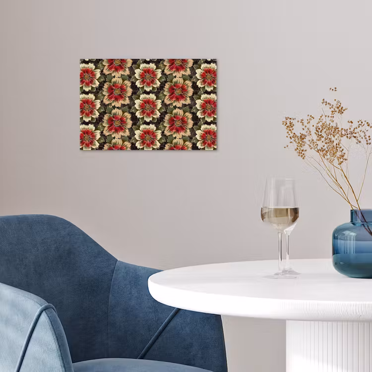 Poster - Bloemen - Klassiek - Patroon - Rood — 4