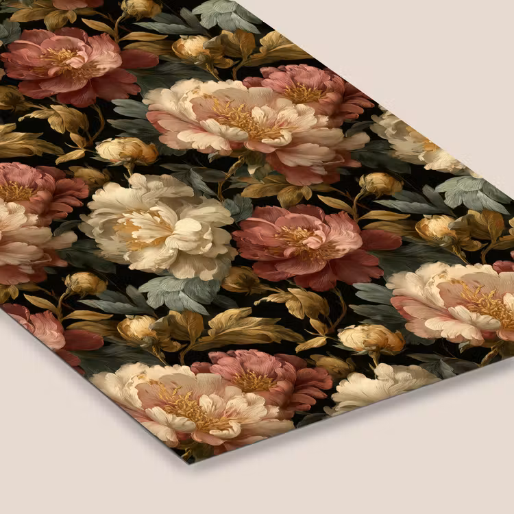 Poster met lijst - Bloemen - Barok - Patroon - Roze - Crème — 7