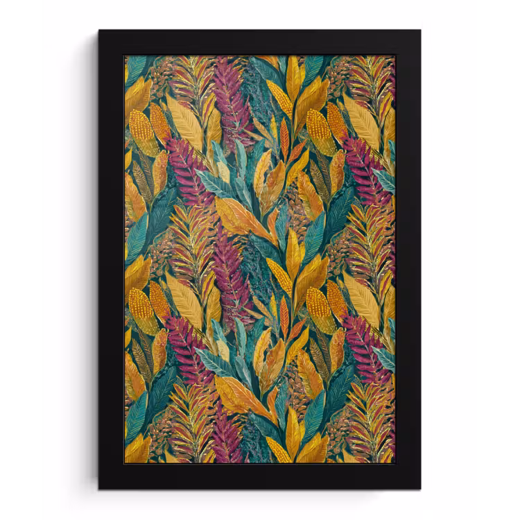 Poster met lijst - Tropische - Botanisch - Patroon - Kleurrijk - Exotisch — 1