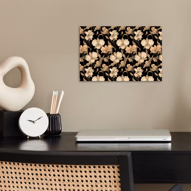 Poster - Orchideeën - Lijntekening - Patroon - Beige - Zwart — 2