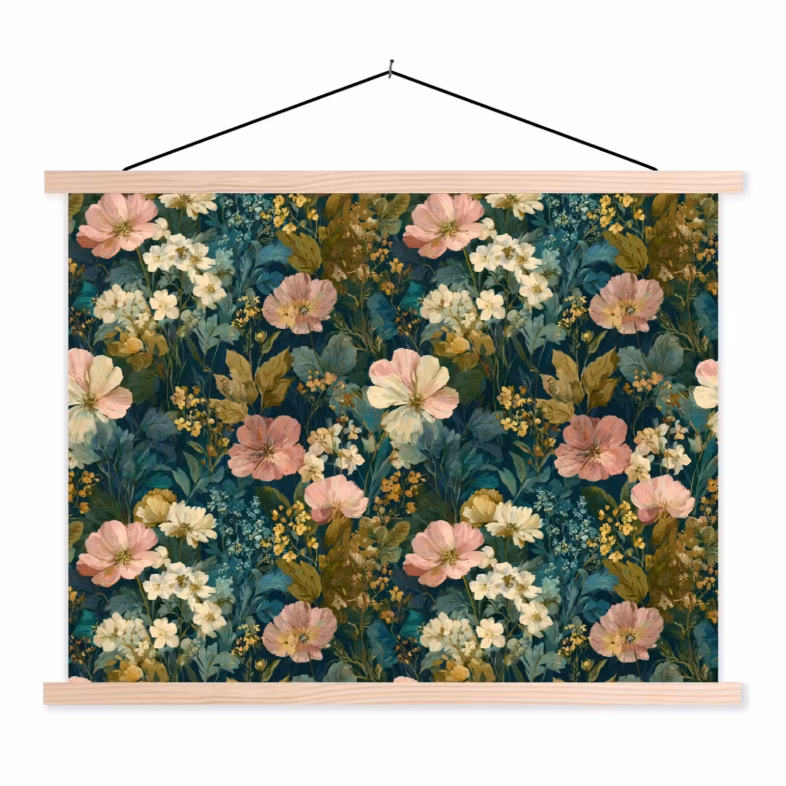 Schoolplaat - Wilde bloemen - Botanisch - Patroon - Roze - Romantisch — 1