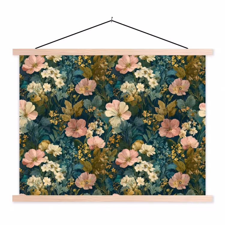 Schoolplaat - Wilde bloemen - Botanisch - Patroon - Roze - Romantisch — 1