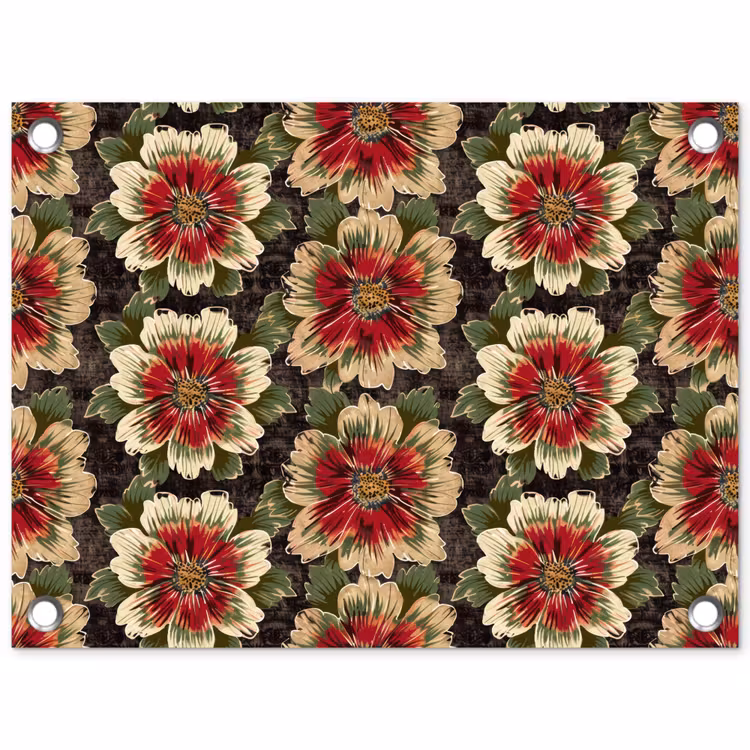 Tuinposter - Bloemen - Klassiek - Patroon - Rood — 1