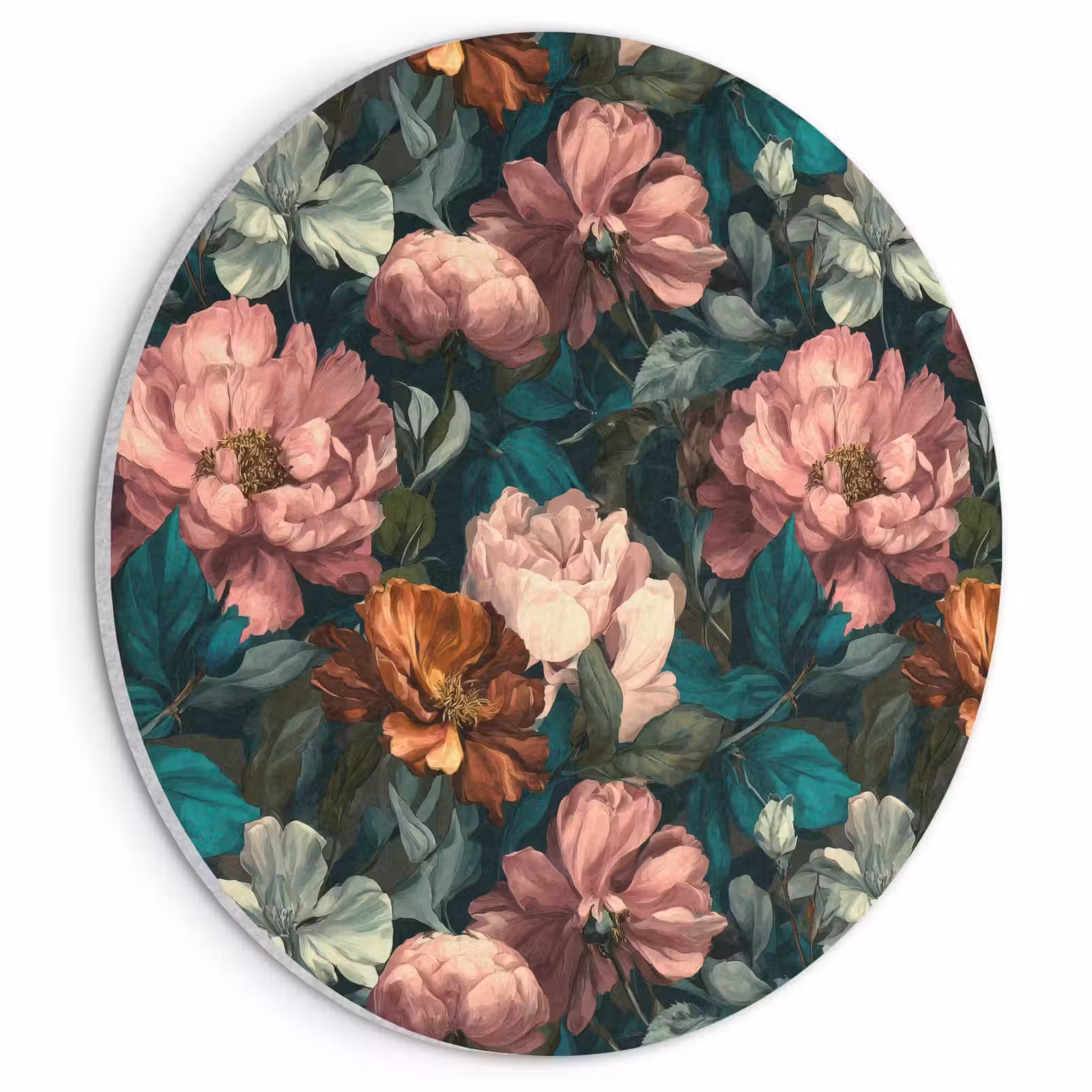 Akoestisch schilderij rond - Bloemen - Schilderachtig - Patroon - Roze — 1