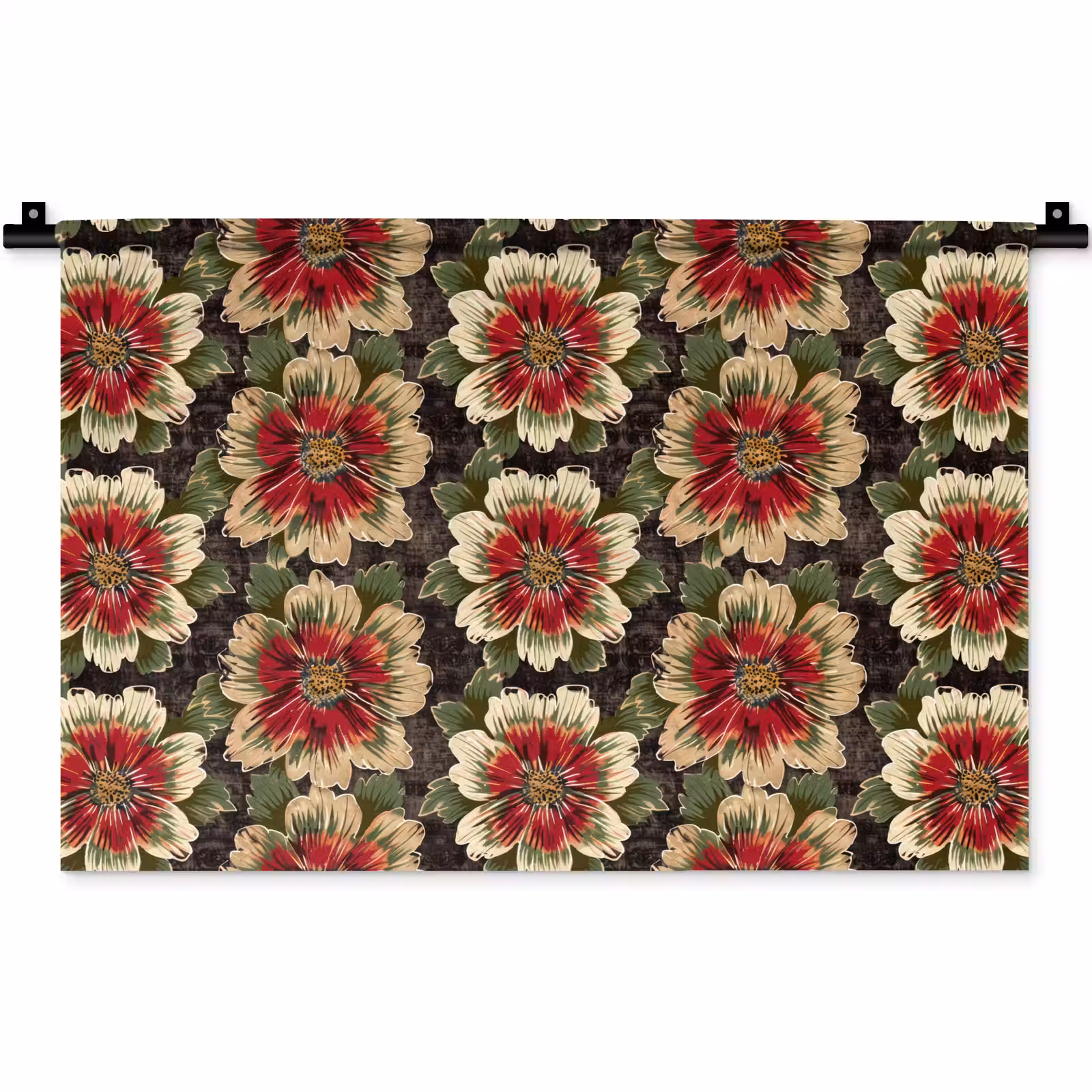 Wandkleed - Bloemen - Klassiek - Patroon - Rood — 1