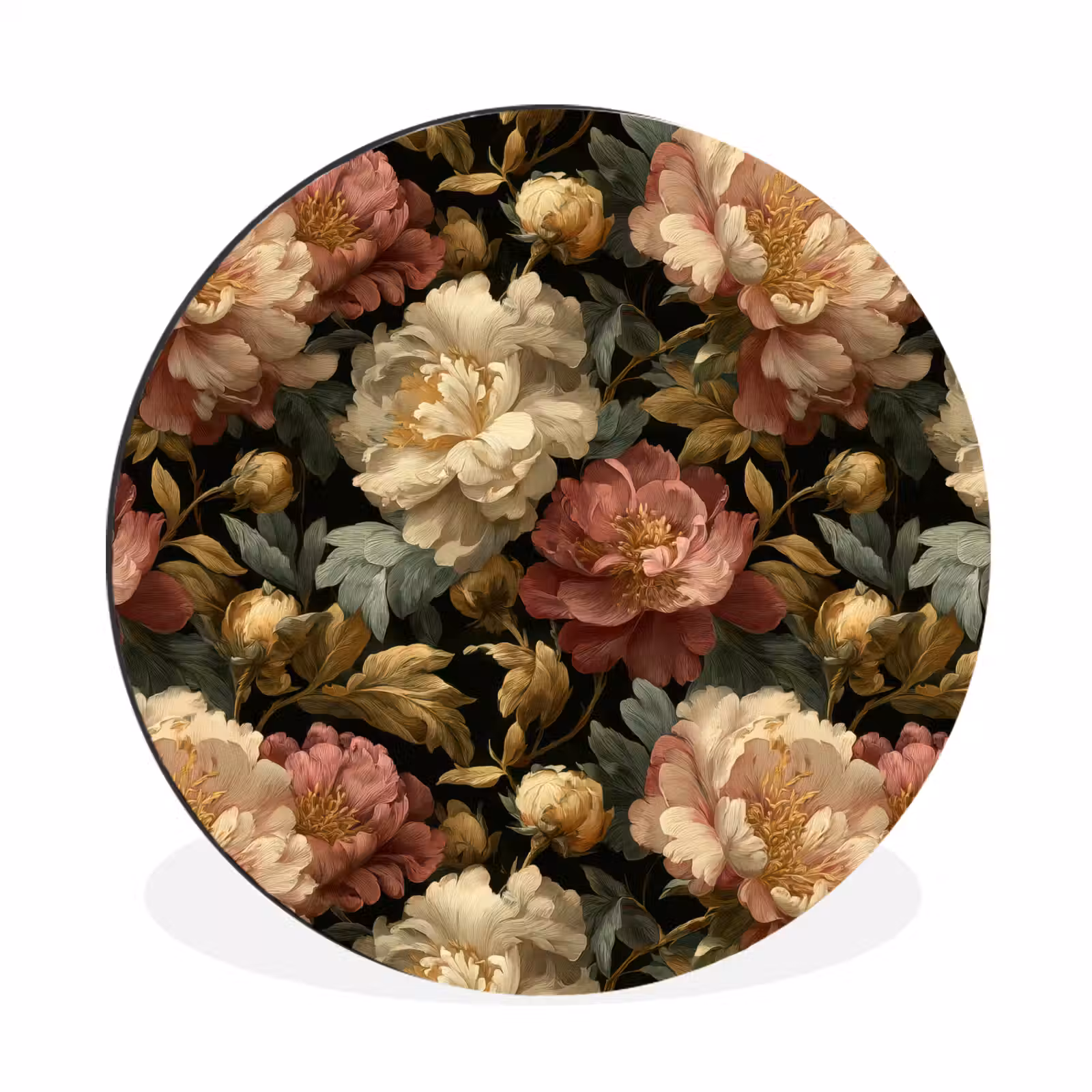 Wandcirkel - Aluminium - Bloemen - Barok - Patroon - Roze - Crème — 1