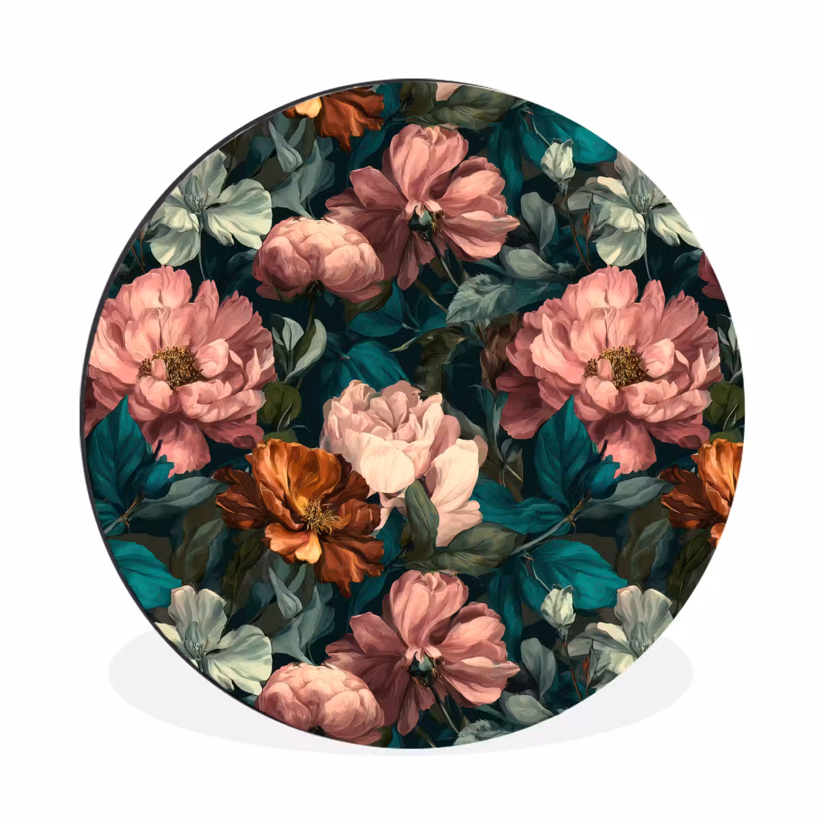 Wandcirkel - Aluminium - Bloemen - Schilderachtig - Patroon - Roze — 1