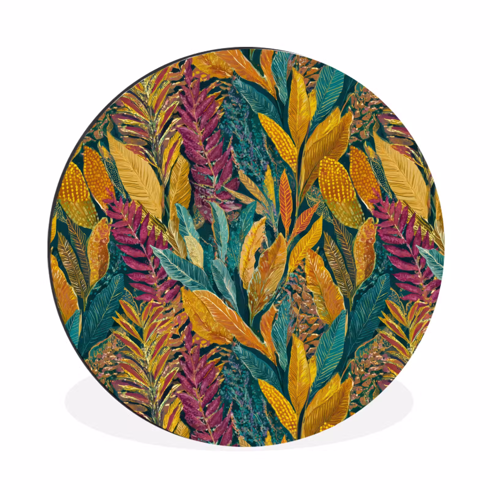 Wandcirkel - Aluminium - Tropische - Botanisch - Patroon - Kleurrijk - Exotisch — 1