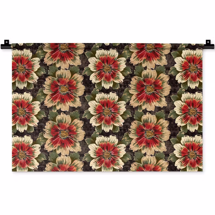 Wandkleed - Bloemen - Klassiek - Patroon - Rood — 1