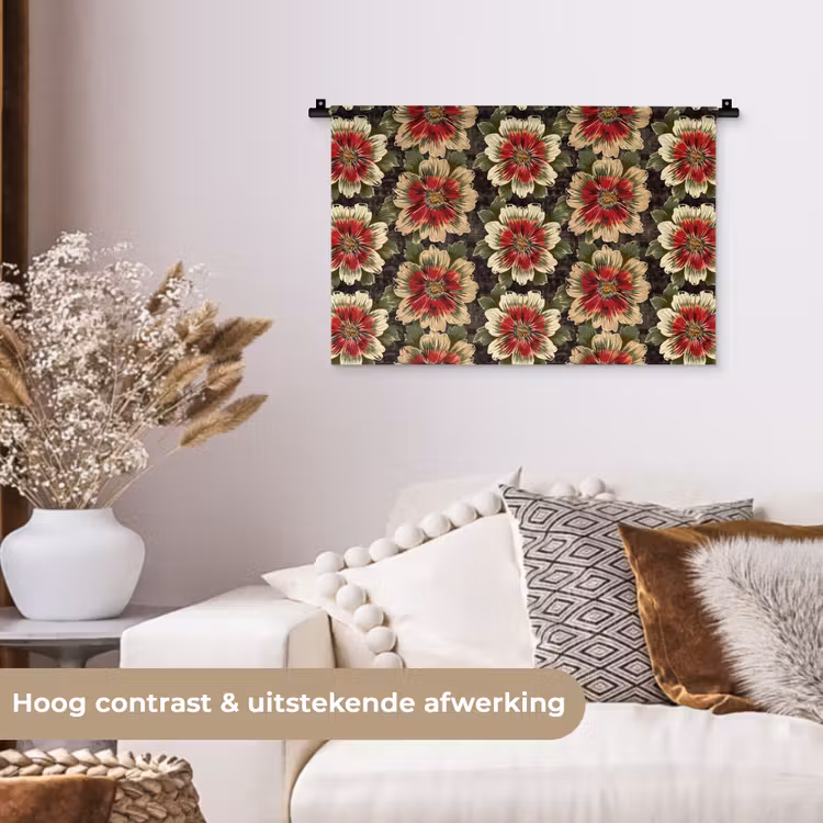 Wandkleed - Bloemen - Klassiek - Patroon - Rood — 4