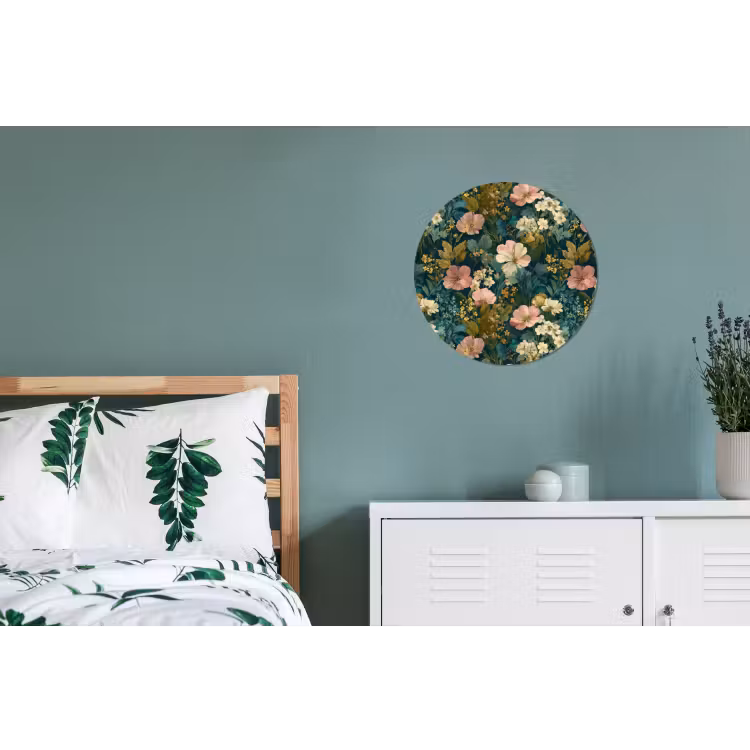Wandcirkel - Aluminium - Wilde bloemen - Botanisch - Patroon - Roze - Romantisch — 4
