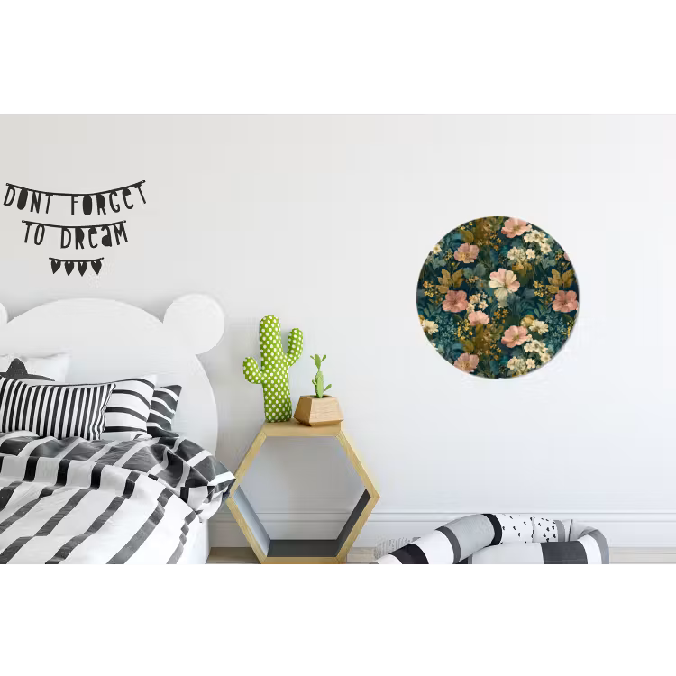 Wandcirkel - Aluminium - Wilde bloemen - Botanisch - Patroon - Roze - Romantisch — 5