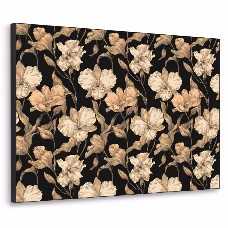 Art Frame - Orchideeën - Lijntekening - Patroon - Beige - Zwart — 1