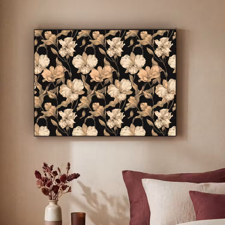 Art Frame - Orchideeën - Lijntekening - Patroon - Beige - Zwart — 3