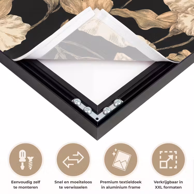 Art Frame - Orchideeën - Lijntekening - Patroon - Beige - Zwart — 4