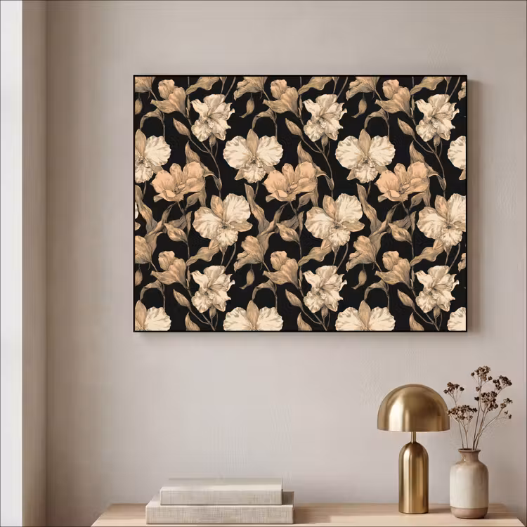 Art Frame - Orchideeën - Lijntekening - Patroon - Beige - Zwart — 5