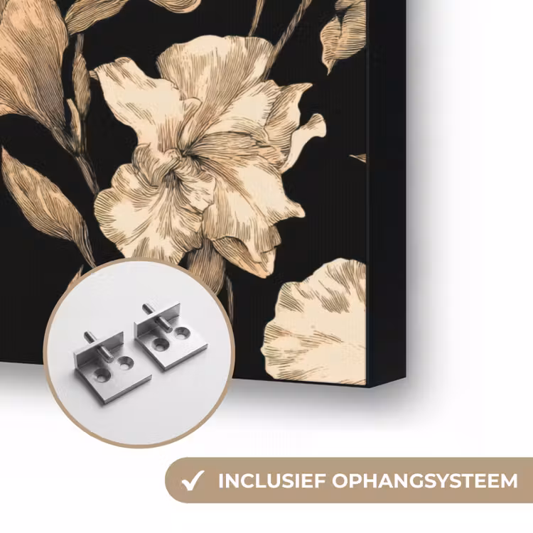 Art Frame - Orchideeën - Lijntekening - Patroon - Beige - Zwart — 6