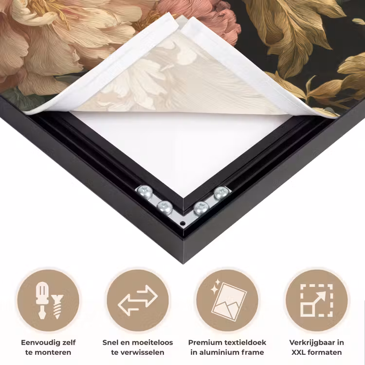 Art Frame - Bloemen - Barok - Patroon - Roze - Crème — 4