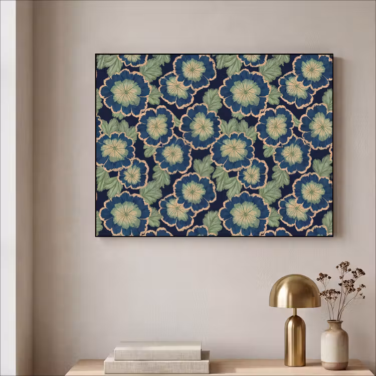 Art Frame - Bloemen - Borduurwerk - Patroon - Blauw - Groen — 5
