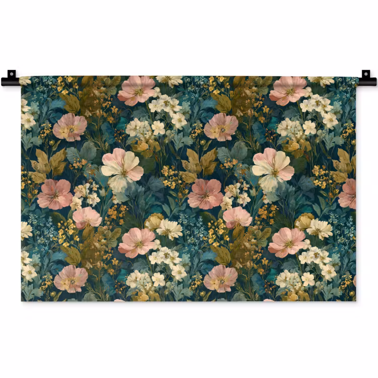 Wandkleed - Wilde bloemen - Botanisch - Patroon - Roze - Romantisch — 1