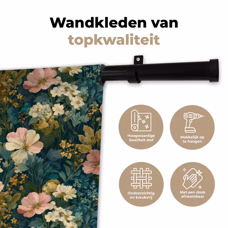 Wandkleed - Wilde bloemen - Botanisch - Patroon - Roze - Romantisch — 3