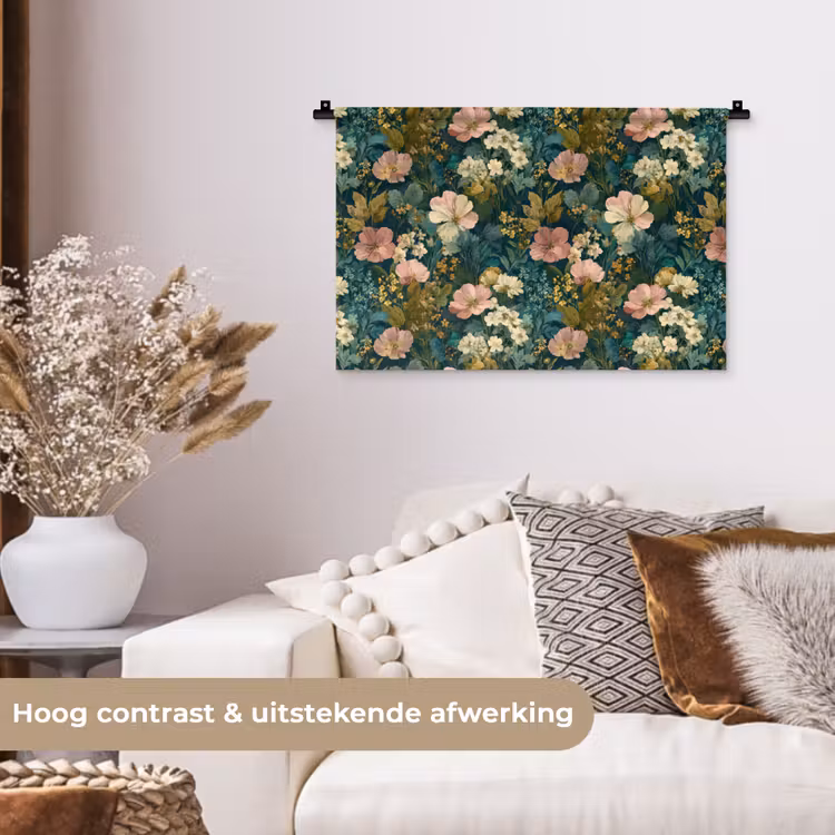 Wandkleed - Wilde bloemen - Botanisch - Patroon - Roze - Romantisch — 4
