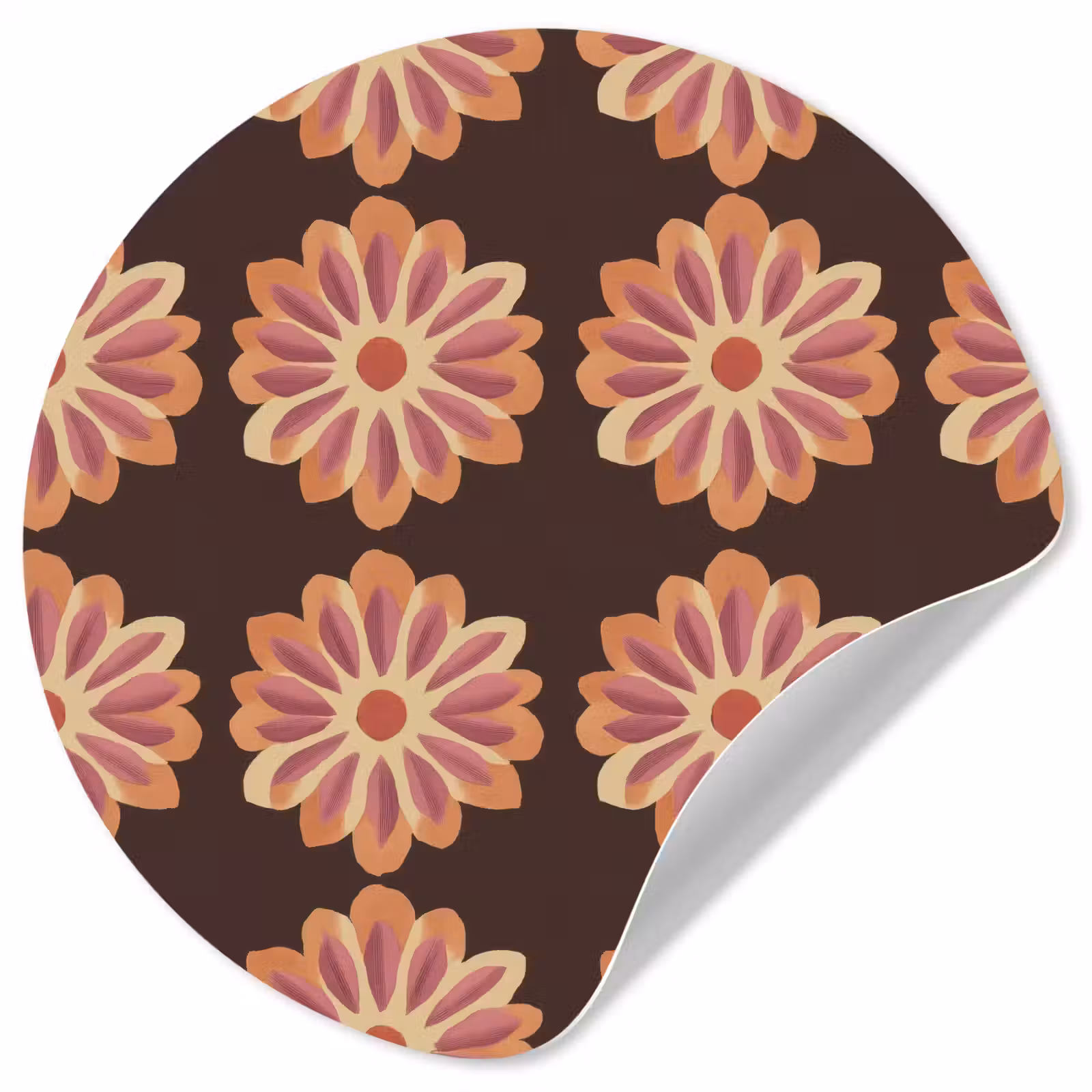 Behangcirkel - Bloemen - Patroon - Bruin — 1