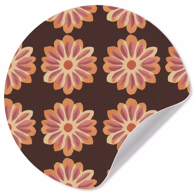 Behangcirkel - Bloemen - Patroon - Bruin — 1