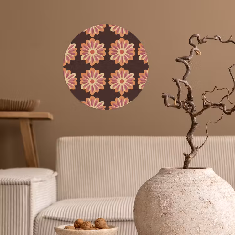 Behangcirkel - Bloemen - Patroon - Bruin — 2