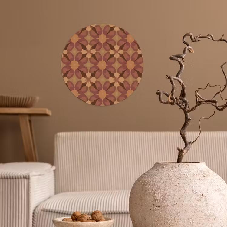 Behangcirkel - Retro - Bloemen - Bruin — 2