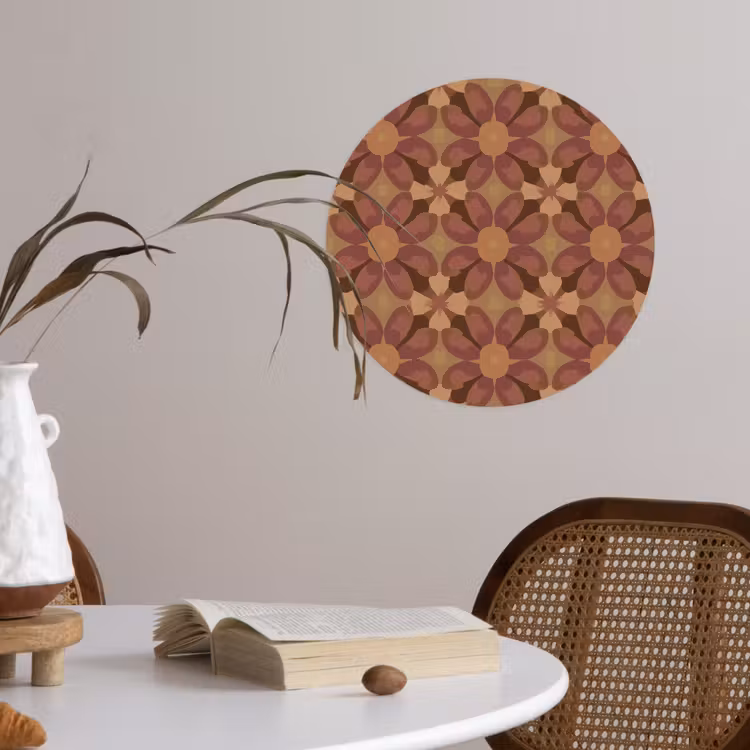 Behangcirkel - Retro - Bloemen - Bruin — 4