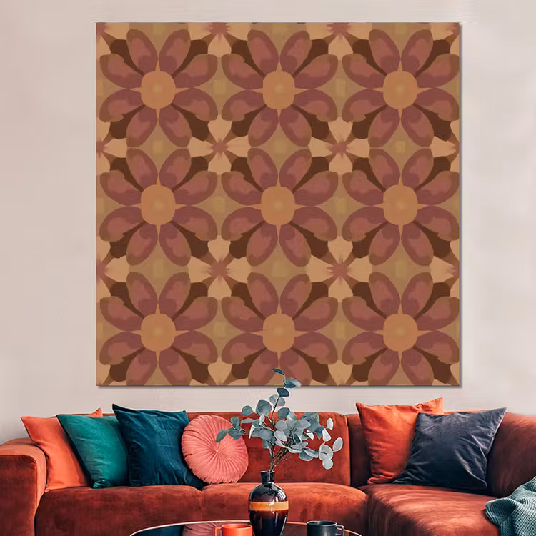 Forex - Retro - Bloemen - Bruin — 3