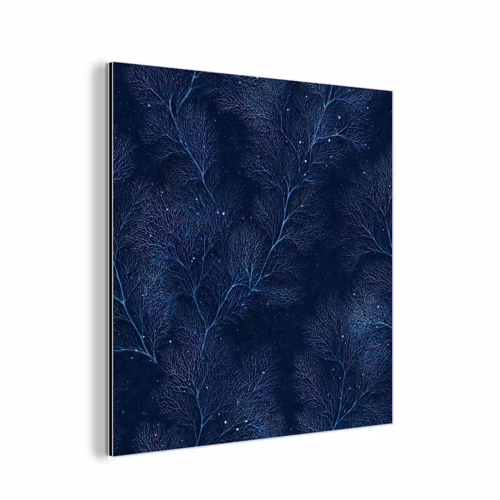 Aluminium schilderij - Koraal - Takken - Patroon - Nachtblauw — 1