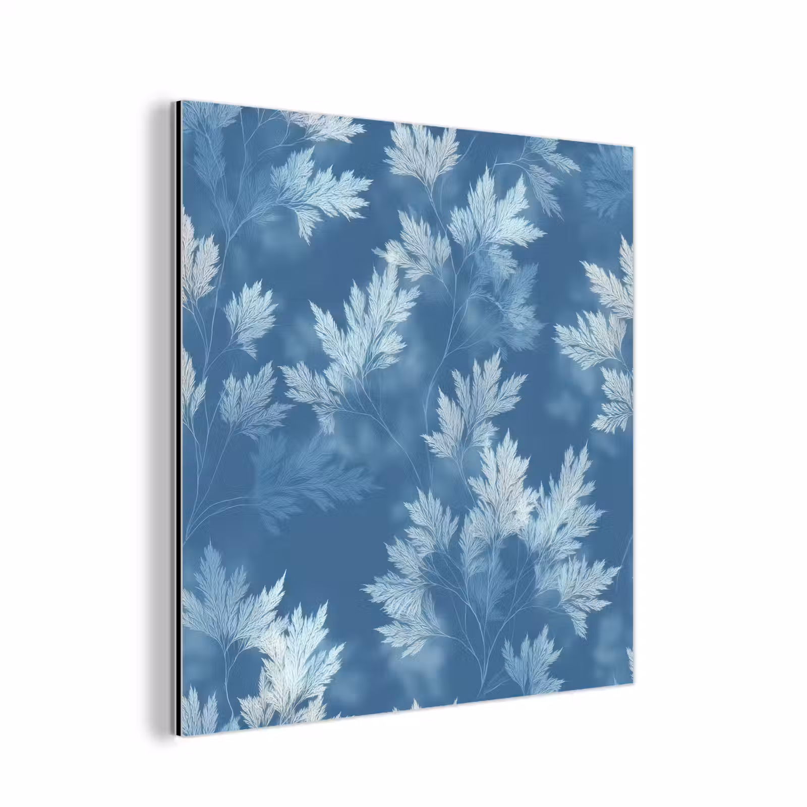 Aluminium schilderij - Varen - Botanisch - Patroon - Grijsblauw — 1
