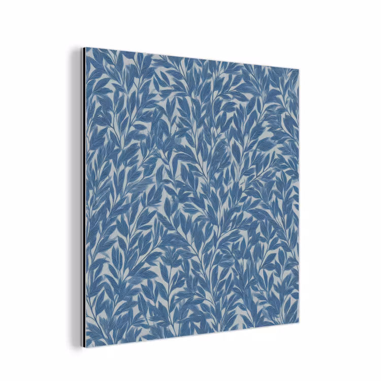 Aluminium schilderij - Bladeren - Klassiek - Patroon - Donkerblauw - Vintage — 1