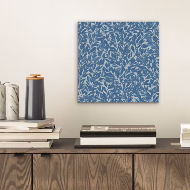 Aluminium schilderij - Bladeren - Klassiek - Patroon - Donkerblauw - Vintage — 2